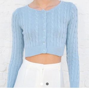 Brandy melville athelia crop cardigan cable knit blue